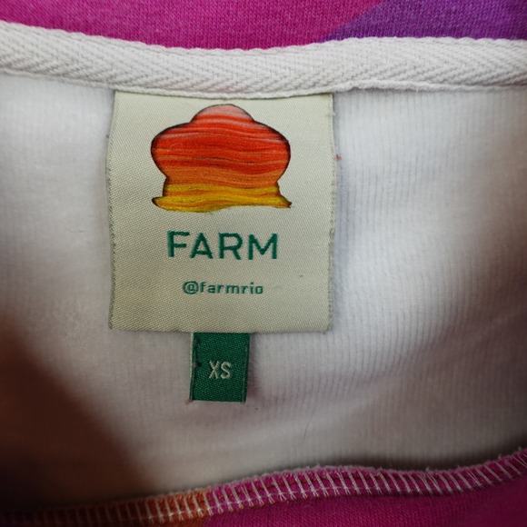Farm Rio Sweater Womens Extra Small Multicolor Pink Blue Sweatshirt Patchwork - Picture 3 of 11